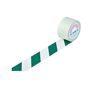 日本緑十字 緑十字　ガードテープ（ラインテープ）　白／緑（トラ柄）　７５ｍｍ幅×１００ｍ