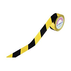 日本緑十字 ラインテープ（ガードテープ）　黄／黒　再剥離タイプ　５０ｍｍ幅×１００ｍ【１巻】 | 