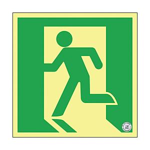 日本緑十字 緑十字　高輝度蓄光避難誘導ステッカー標識　非常口　１２０×１２０ｍｍ　Ａ級認定品 | 