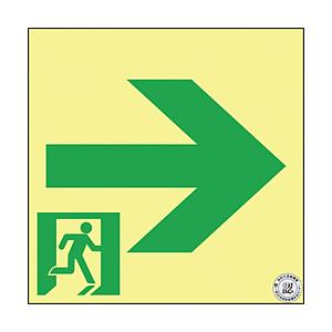 日本緑十字 緑十字　高輝度蓄光避難誘導ステッカー標識　非常口→　１２０×１２０　Ａ級認定品 | 