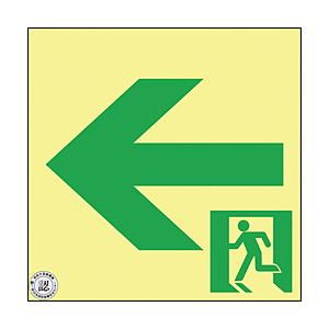 日本緑十字 緑十字　高輝度蓄光避難誘導ステッカー標識　非常口←　１２０×１２０　Ａ級認定品