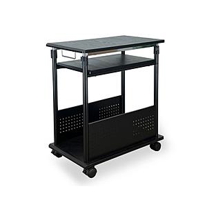 レメックスジャパン 上下昇降パソコンワゴン [W350ｘD600ｘH700〜1000mm] 2段式  黒木目 PJC-7202-BK | 