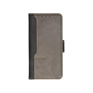 Owltech(オウルテック) iPhone 14 Pro用 エレガントなバイカラーと大容量ポケットのPUレザー手帳型ケース FLIP COVER  ブラック×グレー OWL-CVIE6119P-BKGY | Owltech