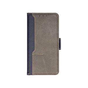 iPhone 14 Pro用 エレガントなバイカラーと大容量ポケットのPUレザー手帳型ケース FLIP COVER  ネイビー×グレー OWL-CVIE6119P-NVGY 【864】 | Owltech