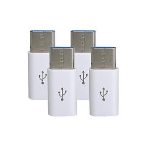 GROOVY USB変換アダプタｘ4 [USB-C オス→メス micro USB /充電 /転送 /USB2.0]  ホワイト CAD-P4W | 