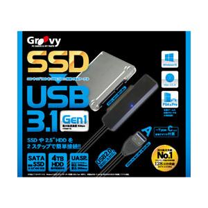 GROOVY HDD簡単接続セット［SATA 2.5インチSSD/HDD専用 ⇔ USB-A＋USB-C］ USB3.1 gen1 接続ケーブル  ブラック UD-3101P | 