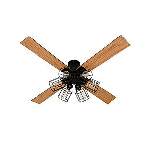 ライフオンプロダクツ Modern Collection シーリングファン フィラメントLED 6灯 JAVALO ELF  JE-CF048-BK ［リモコン付き］ | 