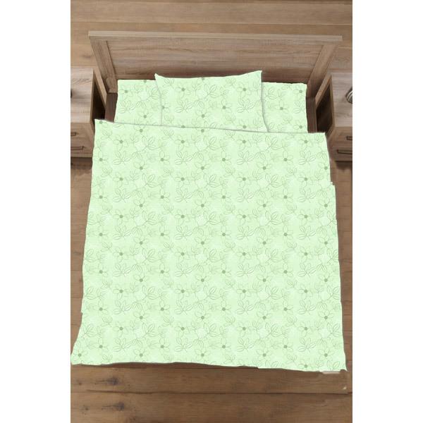 生毛工房 【ボックスシーツ】綿ローン リーフ ダブルサイズ(綿100%/140×200×30cm/グリーン) UMK39BDGR |  | 01
