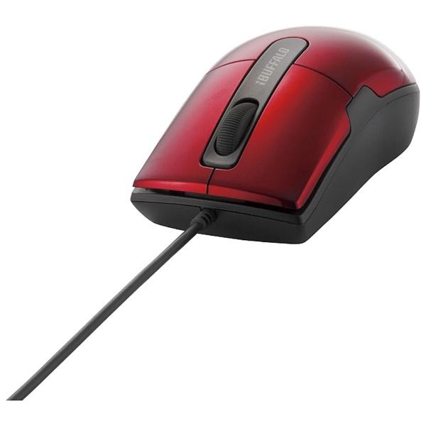 BUFFALO(バッファロー) 有線マウス［BlueLED・USB 1.5m・Mac／Win］　BSMBU26SSシリーズ 静音 Sサイズ （3ボタン・レッド）　BSMBU26SSRD 【Windows10動作対応】 | BUFFALO