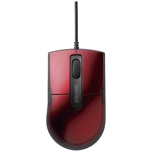 BUFFALO(バッファロー) 有線マウス［BlueLED・USB 1.5m・Mac／Win］　BSMBU26SSシリーズ 静音 Sサイズ （3ボタン・レッド）　BSMBU26SSRD 【Windows10動作対応】 | BUFFALO | 01