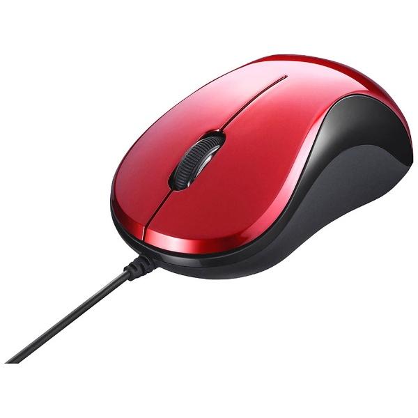 BUFFALO(バッファロー) 有線Blue LEDマウス［USB 1.5m・Mac／Win／PlayStation 3］BSMBU108シリーズ　静音 （3ボタン・レッド）　BSMBU108RD | BUFFALO | 01
