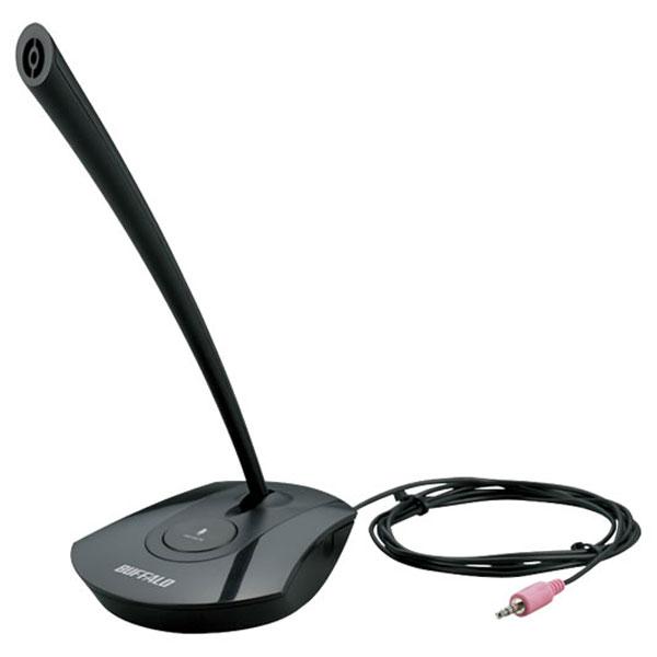 BUFFALO(バッファロー) 有線マイク［φ3.5mm ミニプラグ］ ミュート付 ブラック　BSHSMPM100BK | BUFFALO | 01