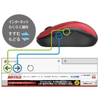 BUFFALO(バッファロー) ワイヤレスBlueLEDマウス　BSMBW310シリーズ（5ボタン・レッド） BSMBW318RD | BUFFALO | 04