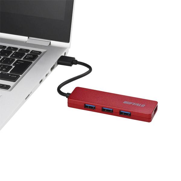 BUFFALO(バッファロー) BSH4U128U3RD USB3.0 4ポートバスパワーハブ レッド | BUFFALO | 04