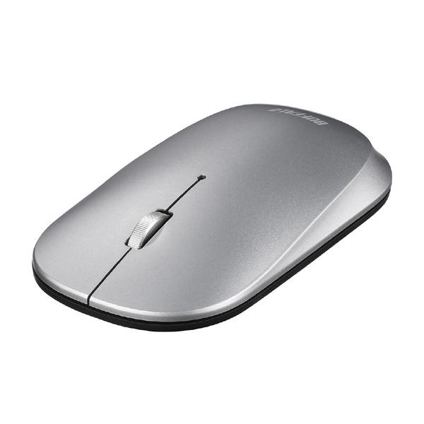 BUFFALO(バッファロー) 薄型 3ボタン 無線 BlueLEDマウス ノーマル シルバー BSMBW338NSV | BUFFALO