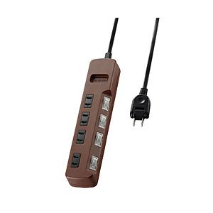 ELECOM(エレコム) タップ Color Style(カラースタイル) ブラウン T-BR02-2410BR ［1.0m /4個口 /スイッチ付き（個別）］ [振込不可] | ELECOM