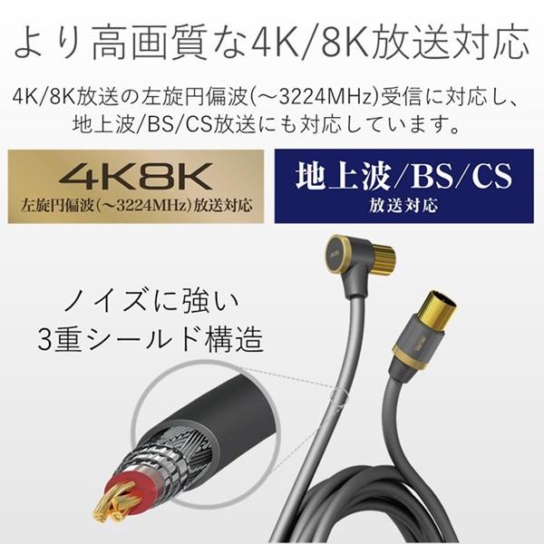 ELECOM(エレコム) 4K8K対応 10mアンテナケーブル[L型プラグ-ストレートプラグ] DH-ATLS48K100BK ブラック | ELECOM | 02