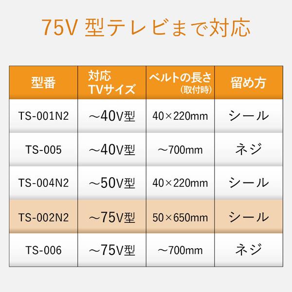ELECOM(エレコム) TV用耐震ベルト/~75V用/強力粘着シールタイプ/2本入 TS-002N2 | ELECOM | 06
