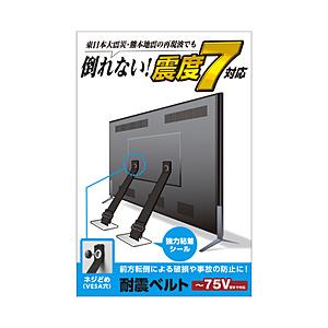 ELECOM(エレコム) TV用耐震ベルト/~75V用/ネジどめタイプ(VESA穴)/2本入 TS-006N | ELECOM