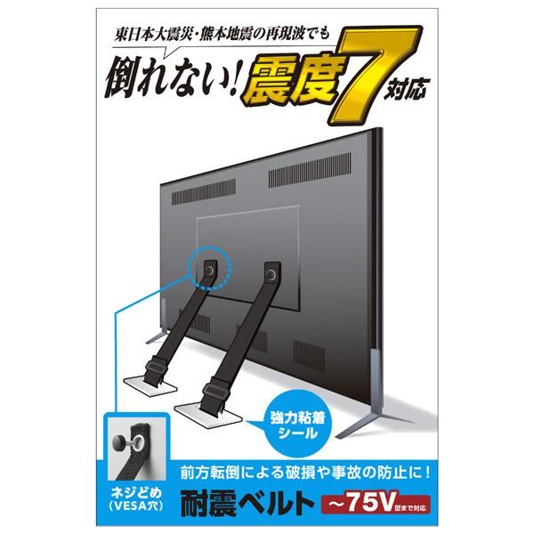 ELECOM(エレコム) TV用耐震ベルト/~75V用/ネジどめタイプ(VESA穴)/2本入 TS-006N | ELECOM | 01