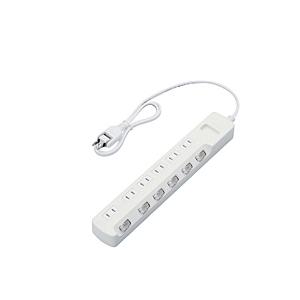 ELECOM(エレコム) 省エネタップ 個別スイッチ ホコリシャッター付 6個口 1m ホワイト T-E6CA-2610WH 【864】 [振込不可] | ELECOM