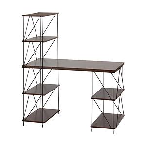 不二貿易 EZBO ワイヤーデスク [W1220ｘD620ｘH1360mm]  ミディアムブラウン 51412 | 不二貿易