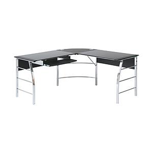 不二貿易 ガラスPCデスク L型 CT-1040BK  ブラック 70390 | 不二貿易