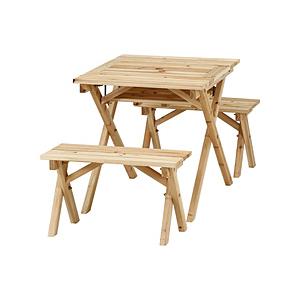 不二貿易 BBQテーブル＆ベンチセットミニ コンロスペース付 NA | 不二貿易