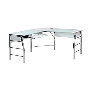 不二貿易 ガラスPCデスク L型 CT-1040WH  ホワイト 70391 | 不二貿易
