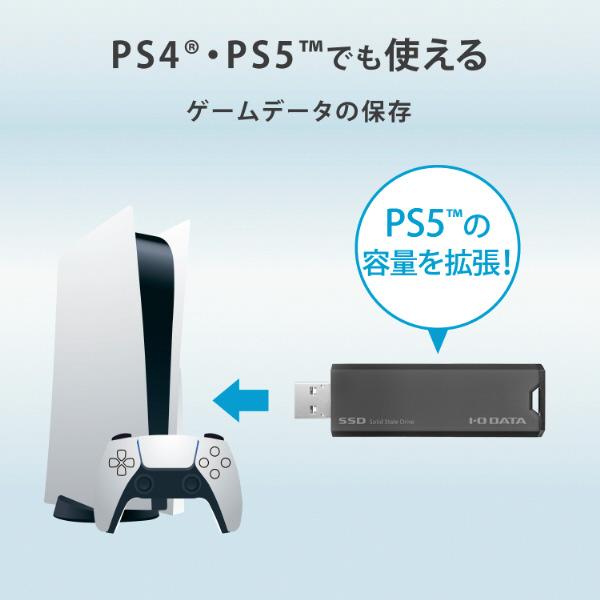 IO DATA(アイオーデータ) SSPS-US500GR 外付けSSD USB-A接続 (Chrome/Mac/Windows11対応)(PS5/PS4対応) グレー×ブラック ［500GB /ポータブル型］ | I-O DATA | 05