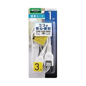 ヤザワ [電源タップ]耐トラ付延長コード1個口3mホワイト | 