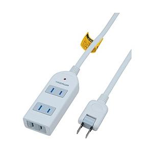ヤザワ 雷サージ付電源タップ （2ピン式・3個口・2m・ホワイト） Y02KS302WH | 