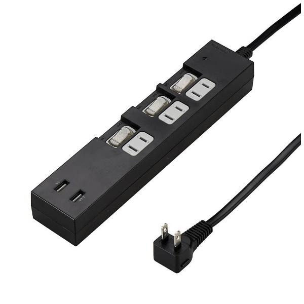 ヤザワ 個別スイッチ付3AC2USB3.4A 2m ブラック　Y02KS532BK2U 【852】 |  | 02