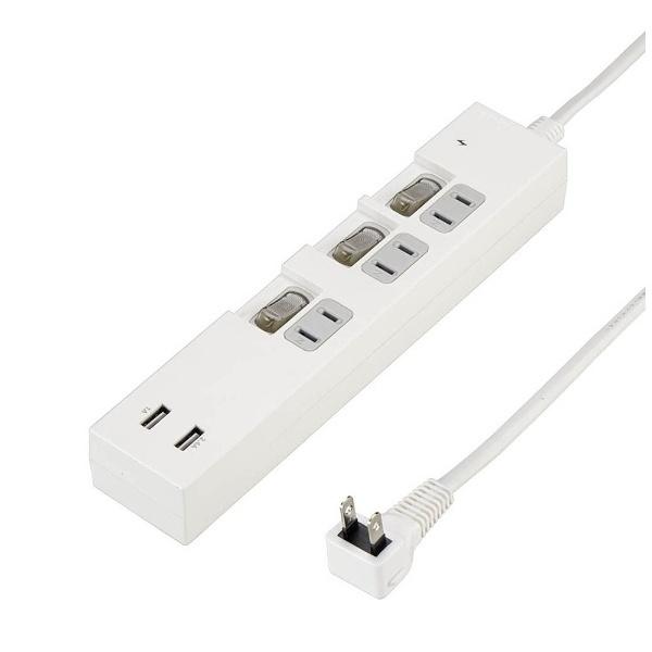 ヤザワ 個別スイッチ付3AC2USB3.4A 2mホワイト　Y02KS532WH2U |  | 02