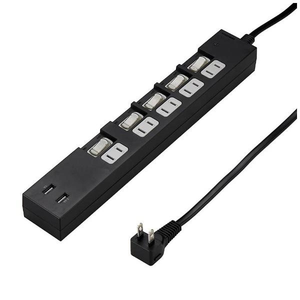 ヤザワ 個別スイッチ付5AC2USB3.4A 2m　ブラック　Y02KS752BK2U |  | 02