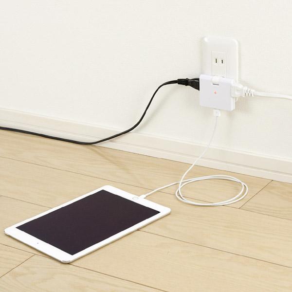 ヤザワ 雷ガード付コーナータップ 2AC+1USB2.4A（2個口+USB1ポート） H6CK3001UWH ホワイト 【864】 |  | 04