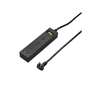 ヤザワ 3方向から挿せる6個口USBタップ（6個口+USB2ポート・2m） H6BK8122UBK ブラック | 