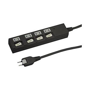 ヤザワ 節電タップ  黒 YZBKS442B ［2.0m /4個口 /スイッチ付き（個別）］ | 