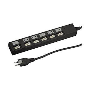 ヤザワ 節電タップ  黒 YZBKS662B ［2.0m /6個口 /スイッチ付き（個別）］ | 