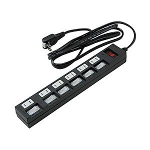 ヤザワ 節電タップ  黒 YZBKS672B ［2.0m /6個口 /スイッチ付き（一括・個別混合）］ | 