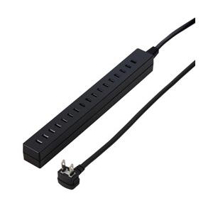 ヤザワ 差し込みフリータップ　ベーシック　ブラック　2.5m　H85025BK2 【864】 | 