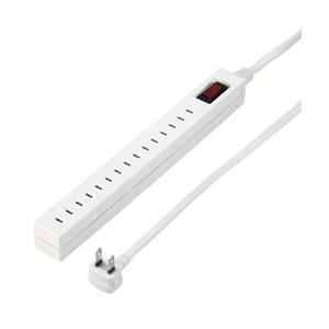 ヤザワ 差し込みフリータップ　ブレーカーSW付　ホワイト　2.5m　H75125WH2 【864】 | 