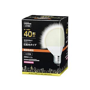 ヤザワ G70ボール形LED 40W相当 E26 電球色 LDG4LG70  電球色  ［E26 /ボール電球形 /40W相当 /電球色 /1個 /広配光タイプ］ | 