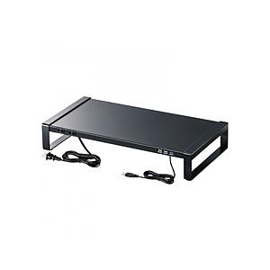 SANWA SUPPLY(サンワサプライ) モニタースタンド [W500ｘD257ｘH89mm] 電源タップ＋USB-Aハブ付 机上ラック  ブラック MR-LC204BKN | SANWA SUPPLY