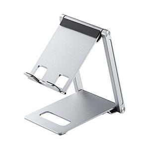 SANWA SUPPLY(サンワサプライ) タブレットPC / スマホスタンド [折りたたんだ状態 W76ｘD9ｘH114mm] 薄型アルミスタンド 角度・高さ調整タイプ   PDA-STN68S | SANWA SUPPLY