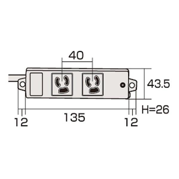 SANWA SUPPLY(サンワサプライ) 工事物件タップ（3P・2個口・1m）　TAP-K2L-1 | SANWA SUPPLY | 04