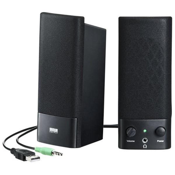 SANWA SUPPLY(サンワサプライ) MM-SPL2NU3 PCスピーカー USB-A / 3.5mm接続  ブラック ［USB電源］ | SANWA SUPPLY