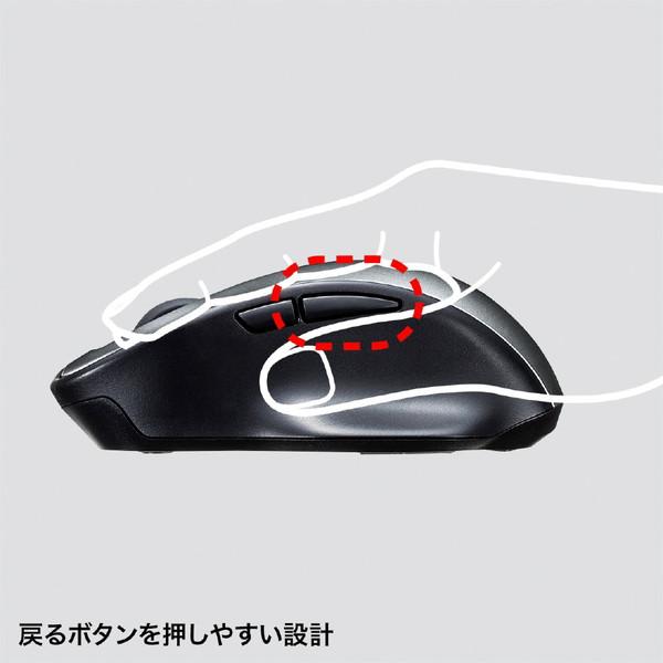 SANWA SUPPLY(サンワサプライ) MA-WBTBL135GM　ワイヤレスブルーLEDコンボマウス Bluetooth＆2.4GHz [USB-A/2+2ボタン/ガンメタ] | SANWA SUPPLY | 05