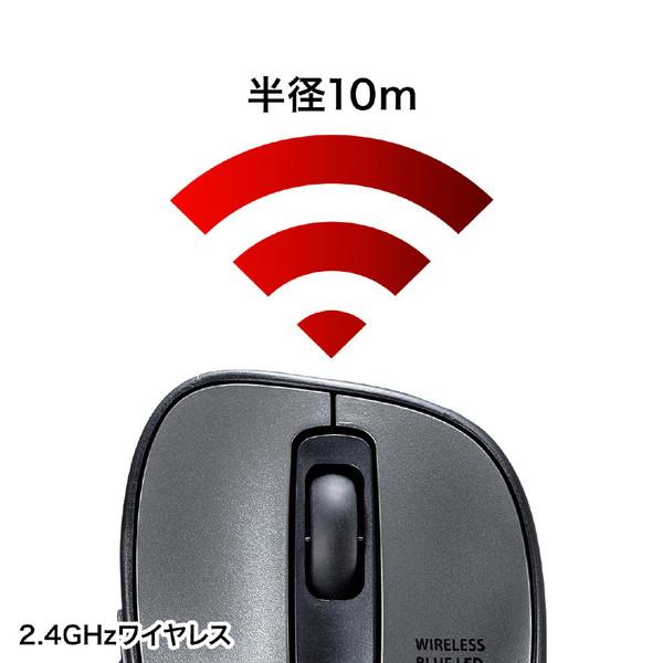 SANWA SUPPLY(サンワサプライ) MA-WBL134GM　ワイヤレスブルーLEDマウス [USB-A/2+2ボタン/ガンメタ] | SANWA SUPPLY | 04
