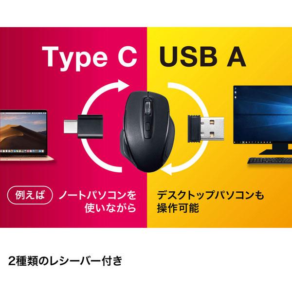 SANWA SUPPLY(サンワサプライ) マウス  ブラック MA-WBLC169BK ［BlueLED /無線(ワイヤレス) /5ボタン /USB］ | SANWA SUPPLY | 02